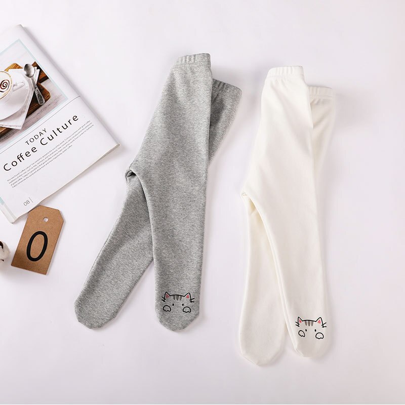 Newborn Casual Pants Baby Boys Girls Spring Autumn Cute Cartoon Cat Print Leggings Children Warm Flexible Clothes