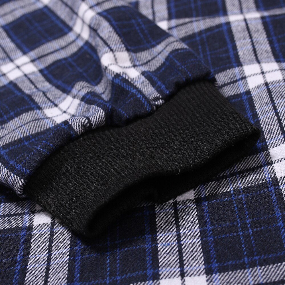 Katoen Hombre Sudaderas Con Capucha Plaid Gedrukt Navy Hooded Shirt Mannen Tops Streetwear Lange Mouwen Hip Hop Shirts