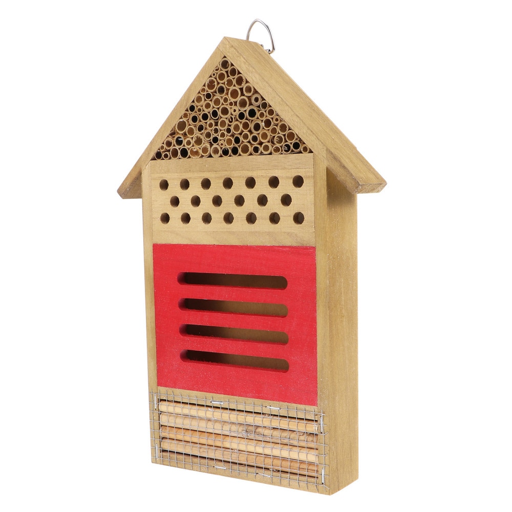 Bee House Attracts Peaceful Bee Pollinator Wooden Insect Hotel for Native Bee