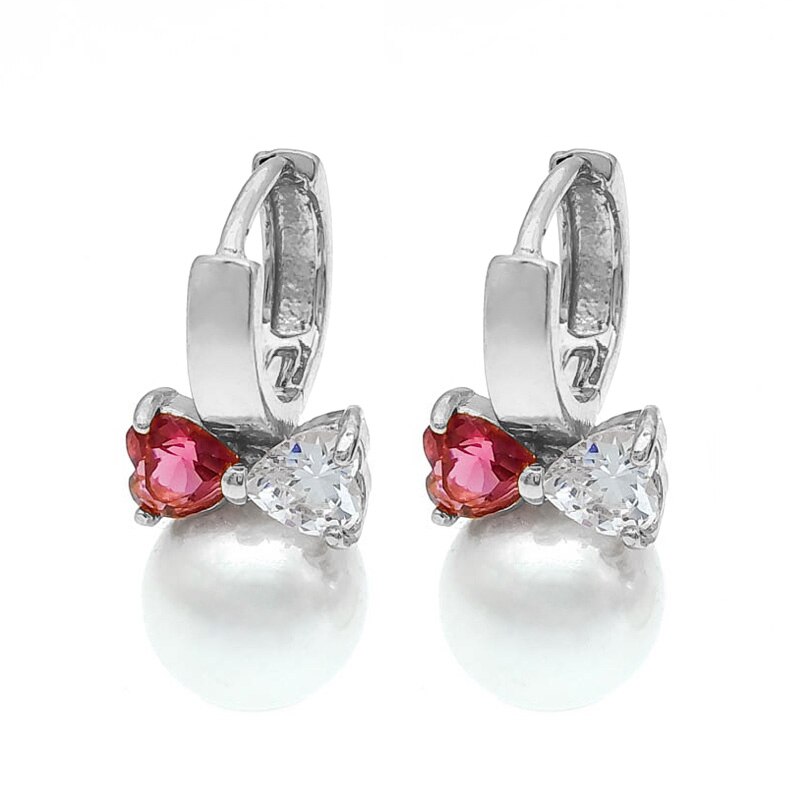 Di cristallo Del Cuore Della Perla Orecchini A Cerchio in Oro Orecchino Donne Pendientes Perla Aretes Parel Oorbellen Orecchini Perle Orecchini E0310: E0310WR