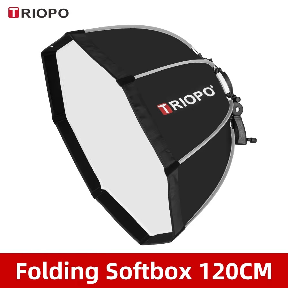 Triopo 55cm 65cm 90cm 120cm kokoontaitettava kahdeksankulmainen softbox kannatin softbox kahva godox yongnuo speedlite salamavalolle: Ruskea