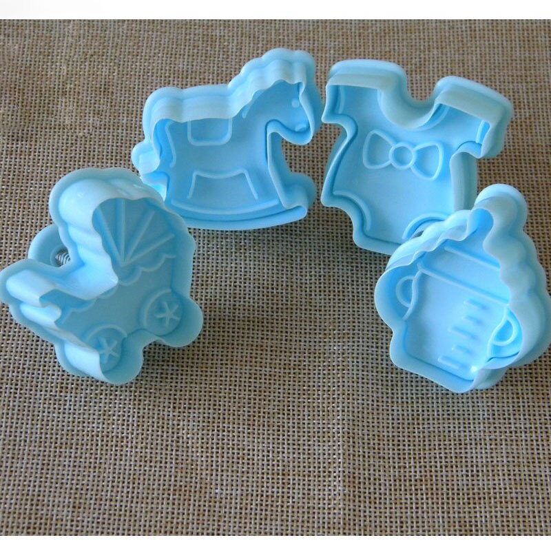 Ydeapi 4 Stks/set Baby Soort Plastic Bakvorm Keuken Biscuit Cookie Cutter Pastry Plunger 3D Fondant Cake Decorating Gereedschap