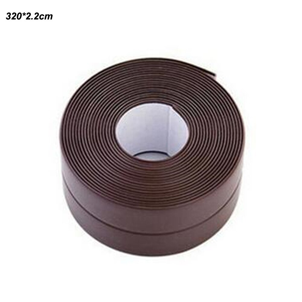 3.2m*22mm Self Adhesive Tape Waterproof Anti Moisture Bathroom Mosaic Wall Sticker Kitchen Stickers Sink Door Window Slit Strip: brown 302cm type 2