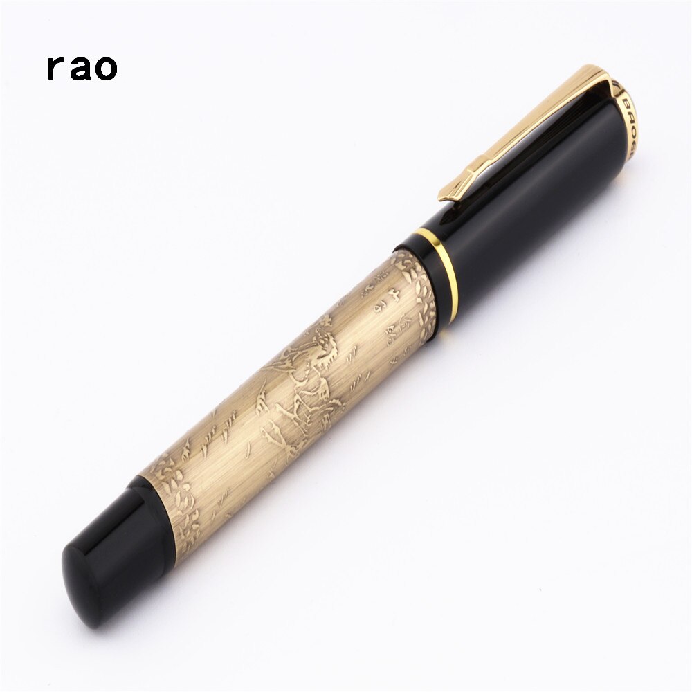 Baoer 507 messing gouden acht paarden business office medium penpunt vulpen