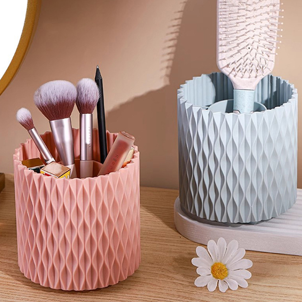 360 Rotation Large Capacity Makeup Brush Bucket Lipstick Eyebrow Pencil Eye Shadow Brush Storage Cartridge Portable Brush Storag