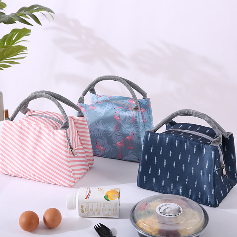 Functional Pattern Cooler Lunch Box Portable Insulated Canvas Bento Lunch Bag Thermal Food Picnic Lunch Container for Women Kids