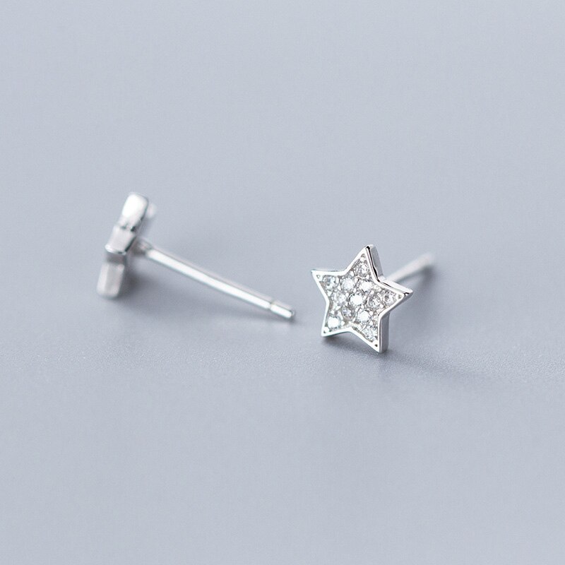 La Monada Stud Earrings For Women Silver 925 Minimalist Shine Star Fine Women Earrings Jewelry Stud Earrings 925 Sterling Silver: SILVER