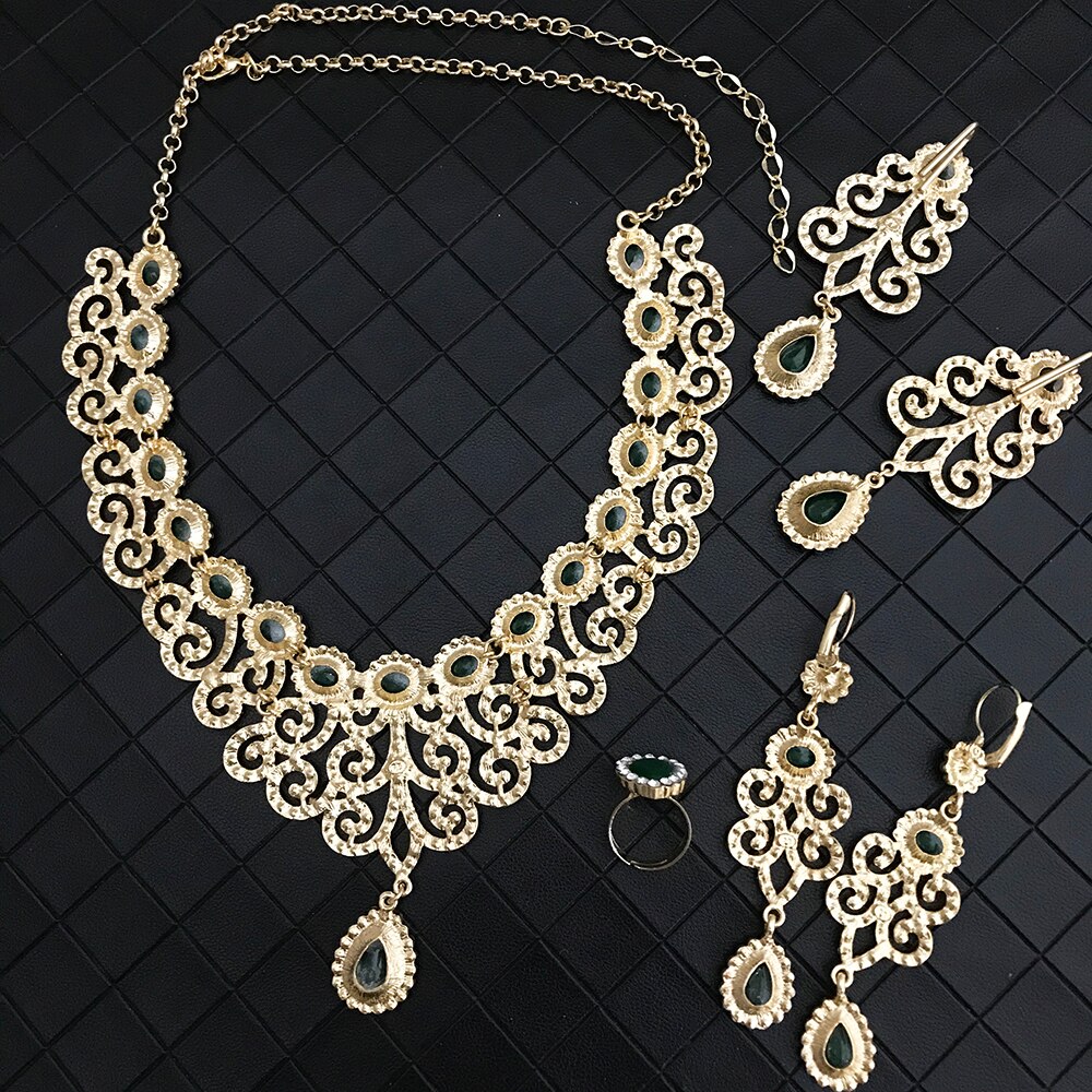 Luxurious Shine Bride Zircon Set Vintage French Wedding Dress NecKLace Earring brooch Ring for Women Jewelry Set