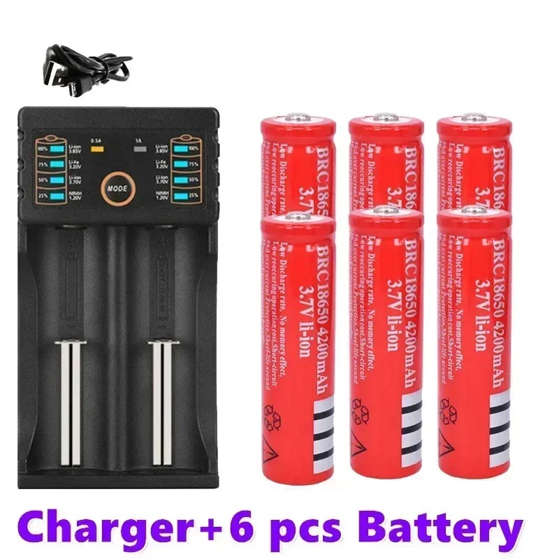 Original 18650 batterie 3,7V 4200mAh wiederaufladbare liion batterie für Led taschenlampe batery litio batterie + USB Ladegerät: Yellow