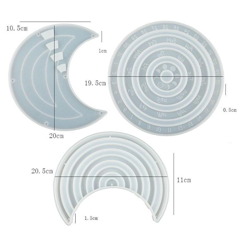 DIY Crystal Epoxy Resin Mould Weekly Calendar Board Hanging Plate Perpetual Calendar Listing Silicone Making Mold Tool For Resin