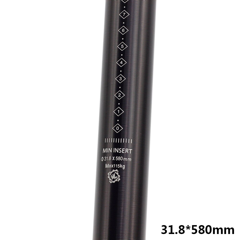 Fiets Zadelpen Voor Brompton 3 Zestig Pike Element Jr/Yt Vouwfiets 31.8*580Mm/600Mm aluminium Zadelpen 329G Fietsonderdelen: ACE black 580