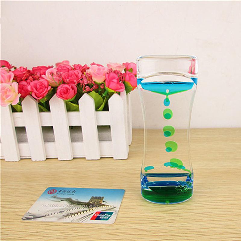 1 Piece Floating Color Mix Illusion Timer Liquid Motion Oil Clock Slim Ornament Visual Desk Acrylic liquid Timer Glass W4P2