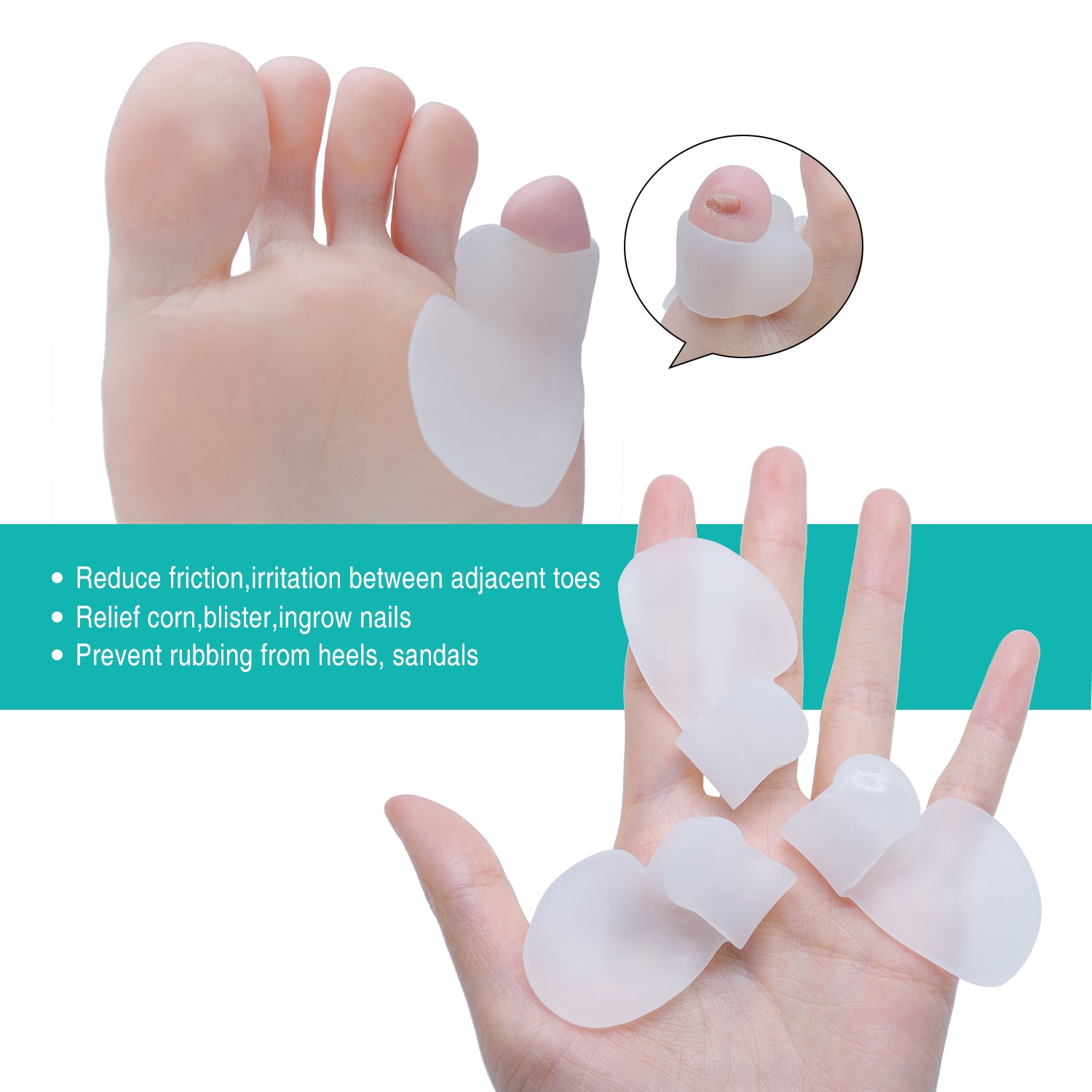 2 stuks = 1 Paar Gel Silicone Hallux Valgus Voetverzorging Tool Bunion Corrector Bone Toe Protector Straightener Teenspreiders pedicure