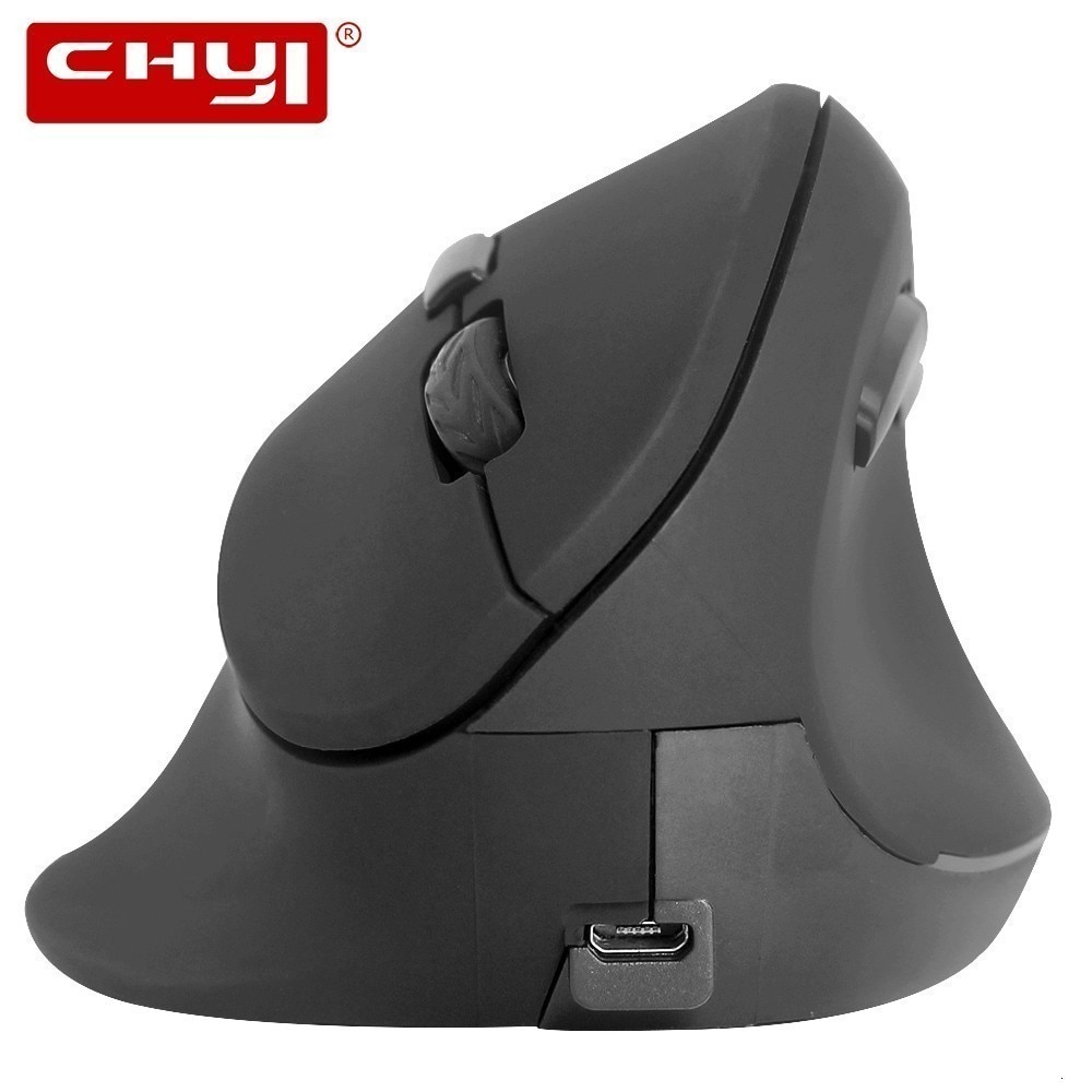 CHYI Ergonomic Vertical Wireless Mouse Rechargeable Computer Gaming Mice 1600 DPI USB Optical 6 Buttons Big Hand Mouse For PC