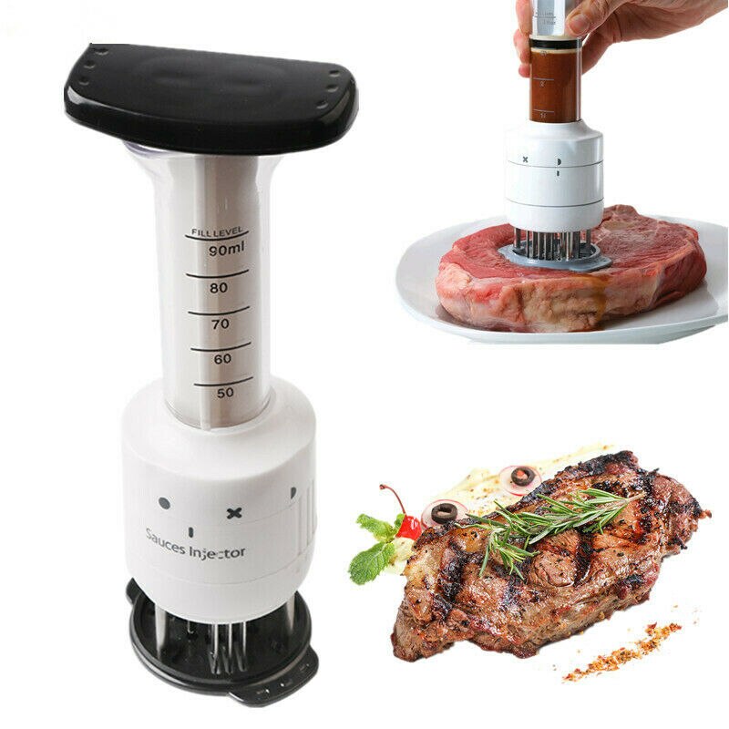 Vleesvermalser Tool Met Scherpe Roestvrijstalen Naald Blade Smaak Marinade Vlees Injector Spuit Voor Tenderizing Steak