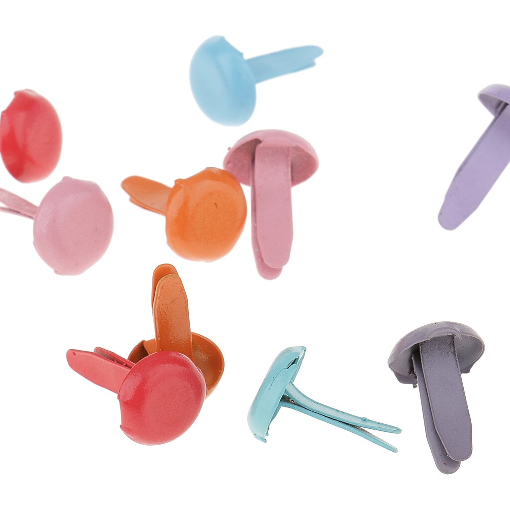 200 styks assorterede farve metal brads papir fastgørelsesanordninger til scrapbog papir håndværk kontorartikler