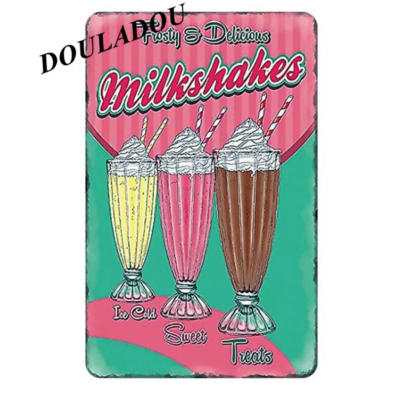 [Douladou] Vintage Pannenkoek Pizza IJS Plaque Tin Teken Cafe Winkel Metalen Teken Poster Bar Club Thuis decoratie 20x30cm