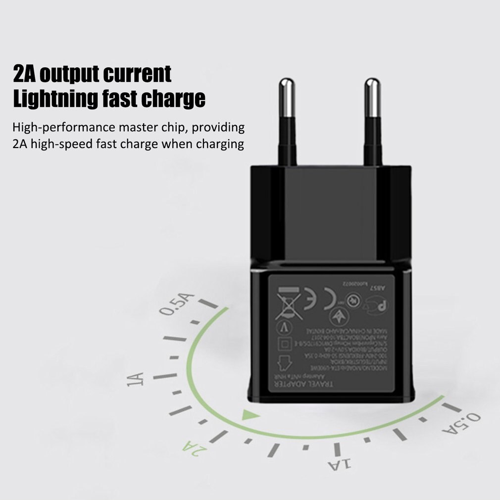 Dual USB Charger 2a Fast Charging Travel EU Plug Adapter portable Wall charger Mobile Phone cable For iphone Samsung