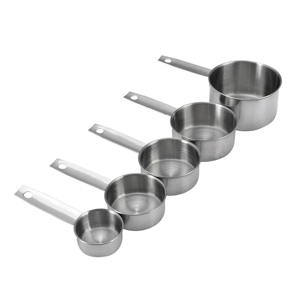 Set van 5 roestvrijstalen maatbekers en -lepels, keukenbakgadget, meetgereedschap, roestvrijstalen maatbekers