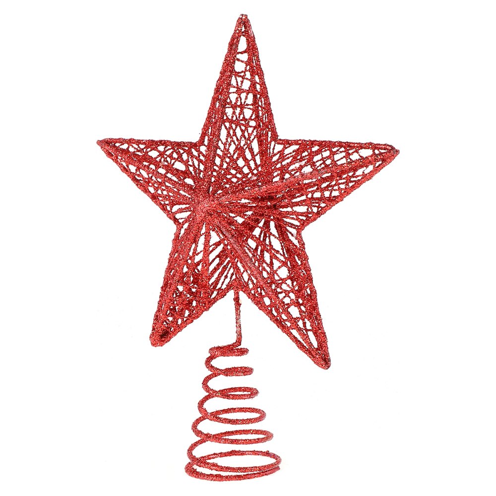 1pc prachtige ijzeren kunst kerstboom ornamenten boomtop ster: Rood