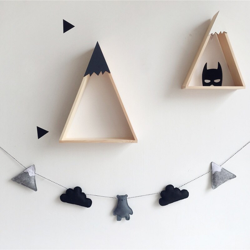 3 Styles Kids Room Decoration Hanging Wall Decor Felt Fabric Cloud Garland String Party Banner Bed Mat Baby Bunting Ornaments