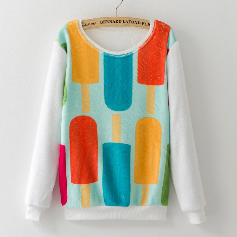 Hiver Harajuku femmes pull éléphant chien impression numérique hauts femme rouge à lèvres flanelle pulls femme dame pulls: XAM31C
