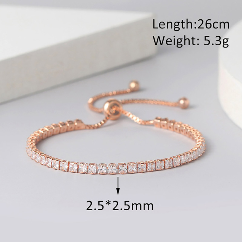 Adjustable Squares 3/4mm AAA+CZ Tennis Bracelets for Women Shiny Crystal Short Chain on Hand Sexy Accessories Jewelry: Rust Red