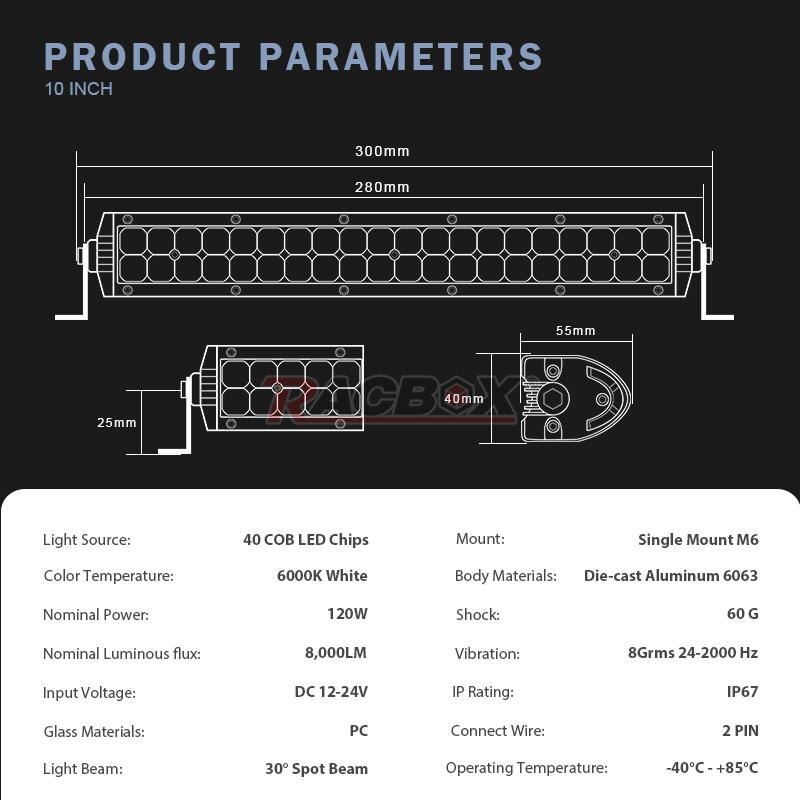 11 inch LED Worklight Slim LED Light Bar Dual Row Spot Beam 6000K White Light Universal Spotlight Driving Light Off-road Car