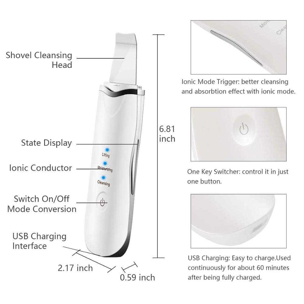 Épurateur à ultrasons pour la peau du visage, rechargeable, nettoyage des pores, à vibrations, outil destiné à l&#39;élimination des points noirs