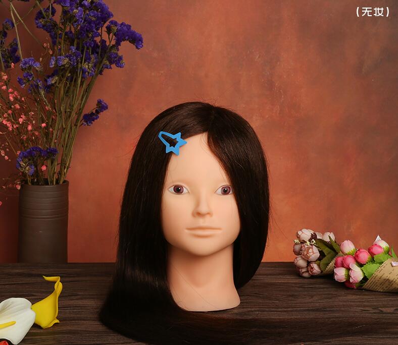 Training Head hair 68cm Brown hairdressing dolls head Mannequin Hairdressing Styling Mannequin Head