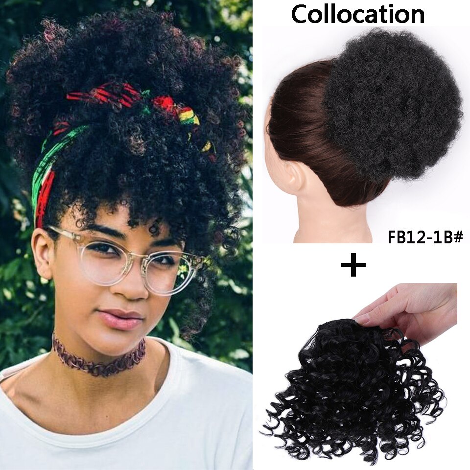 SHANGKE Synthetic Afro Puff Hair Bun Curly Hair Accessories Drawstring Hair Clips Women’s Chignon Hair Extension High Temperatur: #144