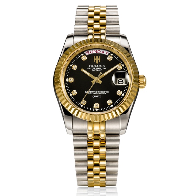 Holuns Women Watches Ladies Watch Top Brand Luxury Gold Role Classic Female Quartz Watch Diamond Waterproof Relogio Feminino: men-37mm-1