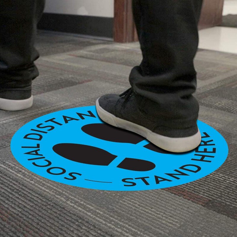 Social Distancing Floor Decals Safety Floor Sign Marker poster Maintain 6 Foot Distance Anti-Slip, Commercial Grade 11' Round