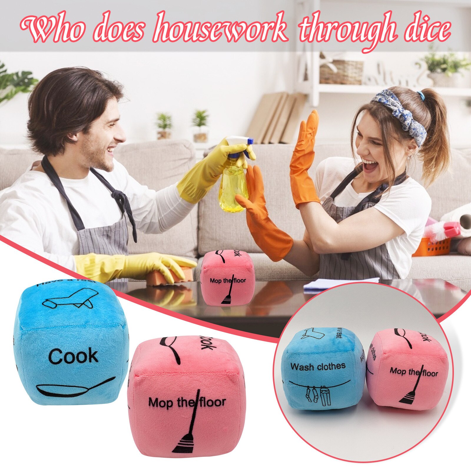 1Pcs Grappig Paar Familie Willekeurige Gelukkig Huishoudelijk Dice Decompressie Knuffel Thuis Decompressie Speelgoed Sofa Tafelblad Decoratie