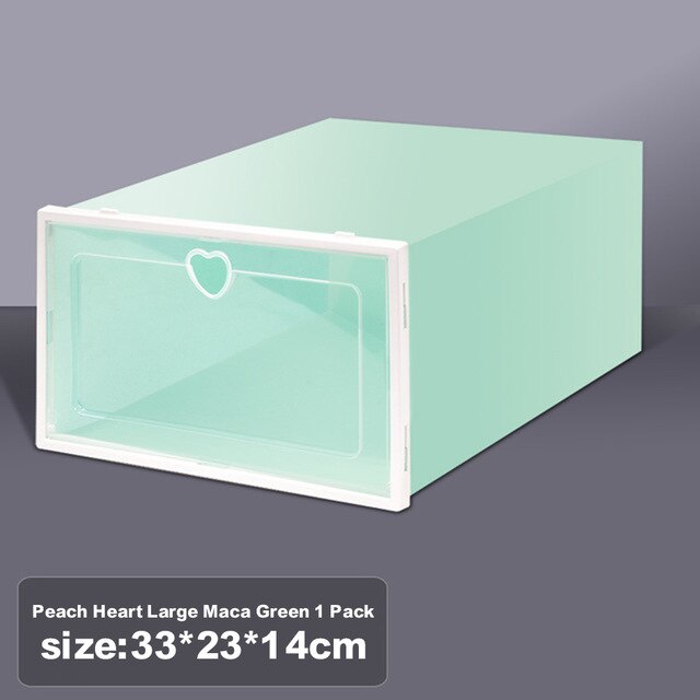 Stackable Shoe Storabe Box Foldable Plastic Organizer with Transparent Lid Shoe Container Bin DIY Drawer Home Storage Stacking: Green