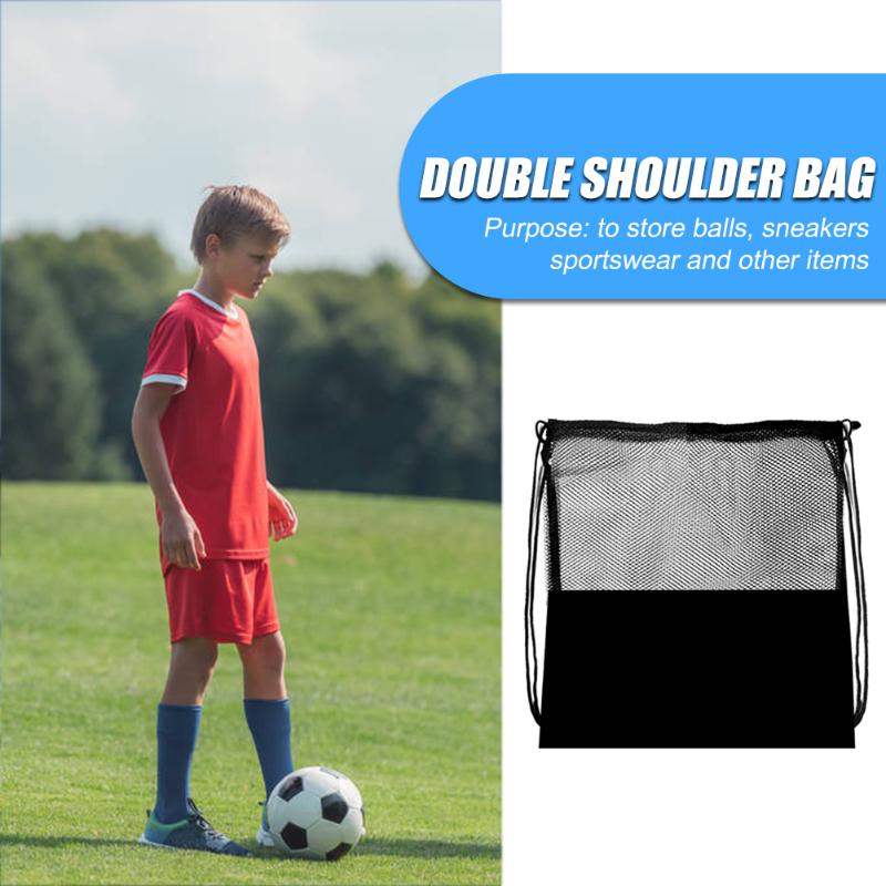 Multifunktionel sort basketball mesh tasker bærbar fodboldbold opbevaringspose pose arrangør udendørs sports træningsposer