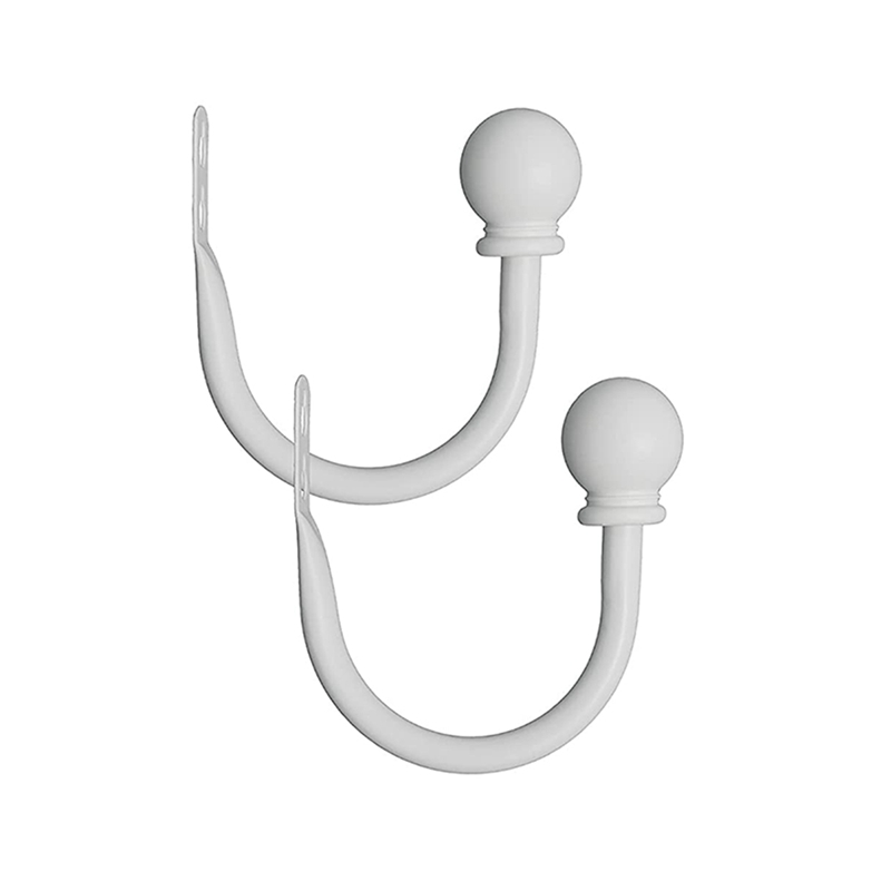 2 Pieces Curtain Frame With Screw Wall-Mounted Curtain Hook Bedroom Living Room Decorative Curtain Holder: white