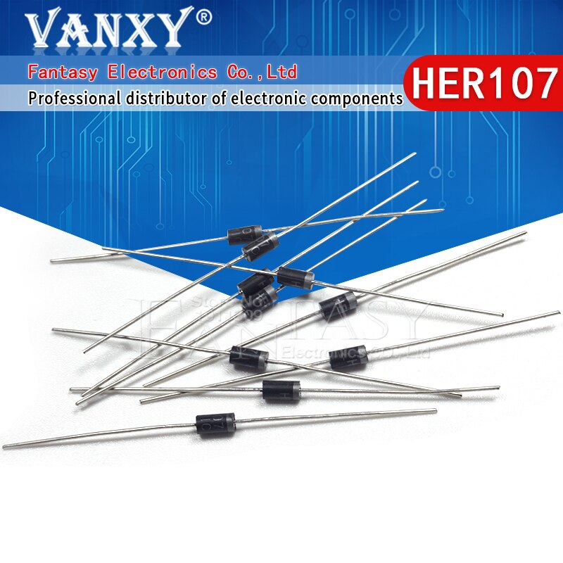 100pcs Rectifier Diode 1A 1000V DO-41 HER107