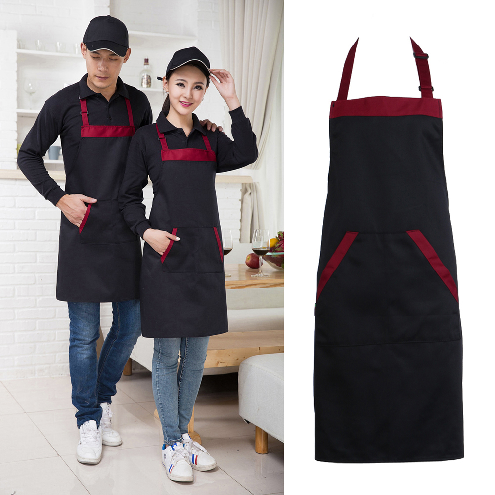 Kitchen Aprons For Woman Men Chef Work Apron For Grill Restaurant Bar Shop Cafes Beauty Nails Studios Uniform with two pockets