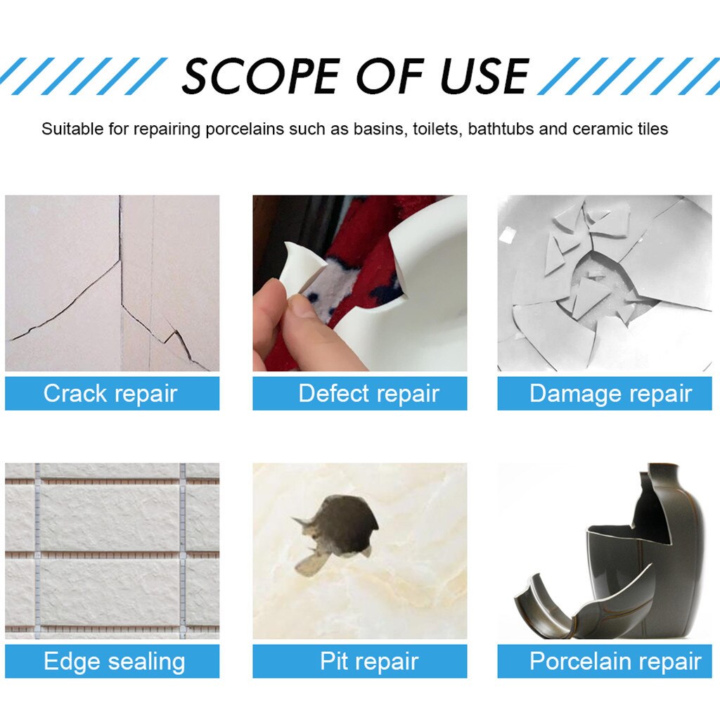 Tub Tile And Shower Repair Kit Porcelain Repair Kit For Crack Chip Ceramic Floor Filling Agents Wall Porcelain Bathroom Paint