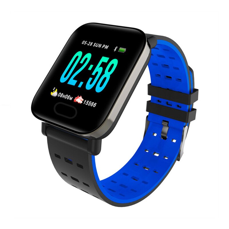 A6 fitnessband smart klocka smart band armband smartband bond touch sport puls blodtryck hälsa armband smartwatch: Blå