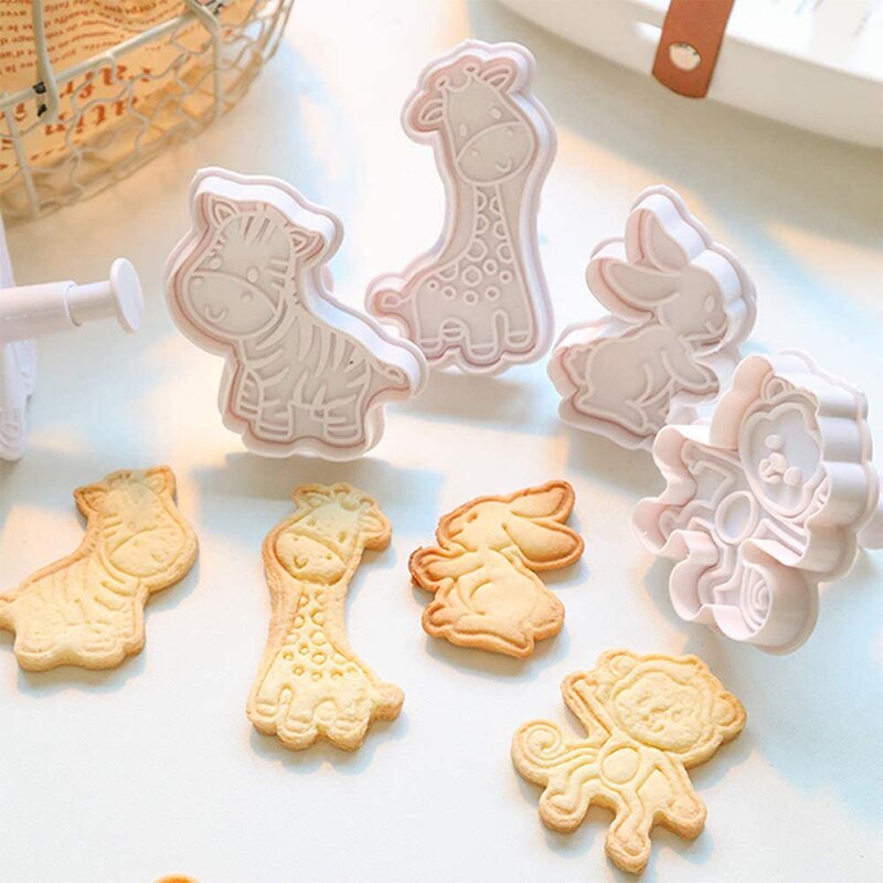 4 Teile/satz Ebene Kunststoff Keks Schimmel DIY Küche Kuchen Dekorieren Werkzeuge Cookie Cutter Stempel Fondant Embosser Sterben