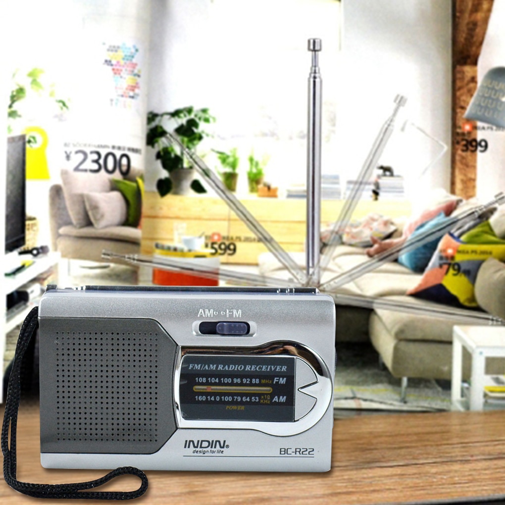 BC-R22 Mini Portable Radio Handheld Digital AM/FM Telescopic Antenna Radio Receiver for Walking Travelling