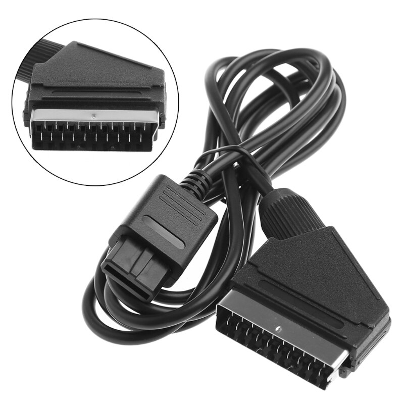 1.8M/6FT Scart Cable AV TV Video For Nintendo SNES Gamecube N64 Console Compatible with NTSC system