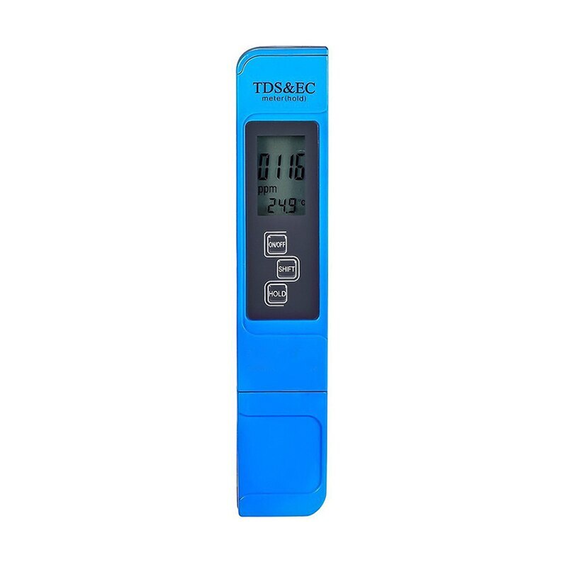 Tds ppm ledningsevnemåler ph tester tds og temperatur test pen til vand akvarium hydroponics tester 0-9990 ppm 15%: Blå