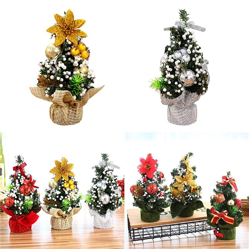 20cm Mini Christmas Tree Table Top Christmas Tree Small Desk Xmas Tree Party Decorated Tree For Home Office Christmas Ornament