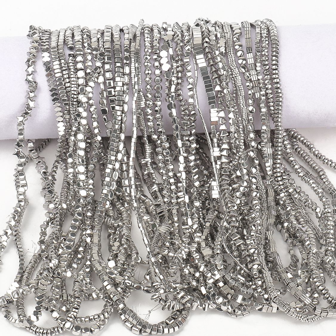 Piedra Natural chapada en oro blanco, múltiples formas, cuentas de hematita, espaciador, cuentas sueltas para fabricación de joyería, DIY, pulsera, collar