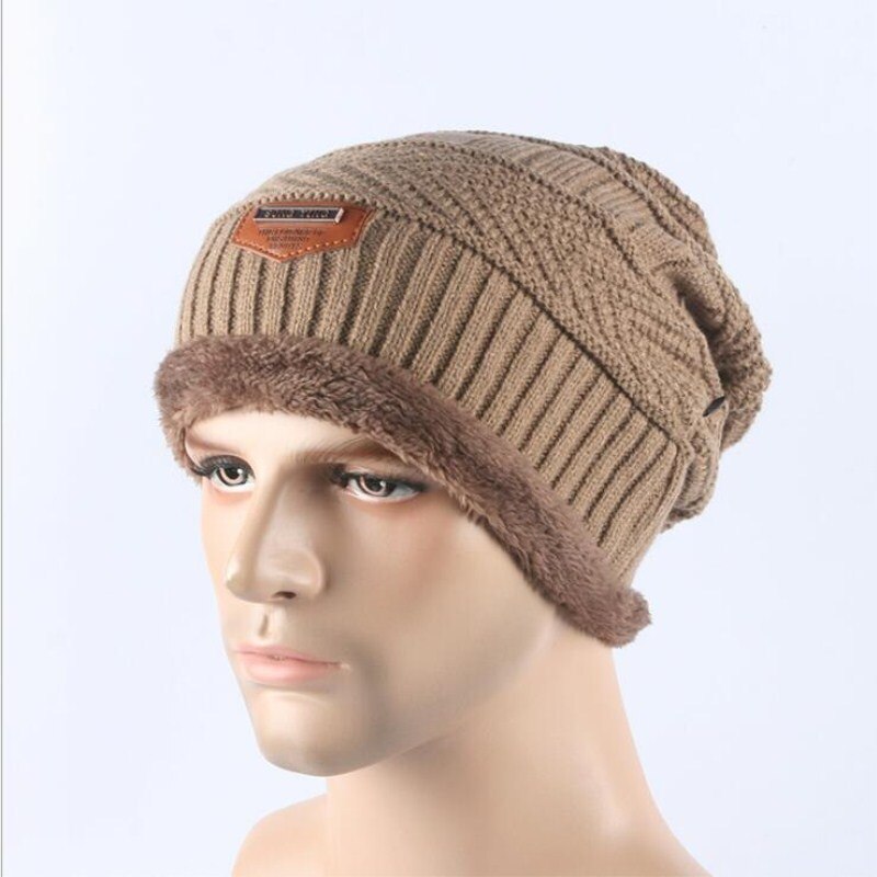 Sombrero de invierno de terciopelo para hombre, gorro de lana al aire libre para esquiar, máscara, bufanda, gorro, gorros de invierno para hombre, sombrero de punto para niño,: Khaki