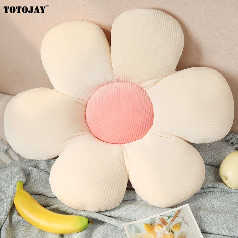 Bunte Blume Plüsch Kissen Spielzeug Weichen Karikatur Anlage Gefüllte Puppe Stuhl Kissen Sofa Kissen Dekorative Boden matt SchöNe: Weiß-Rosa / 55CM