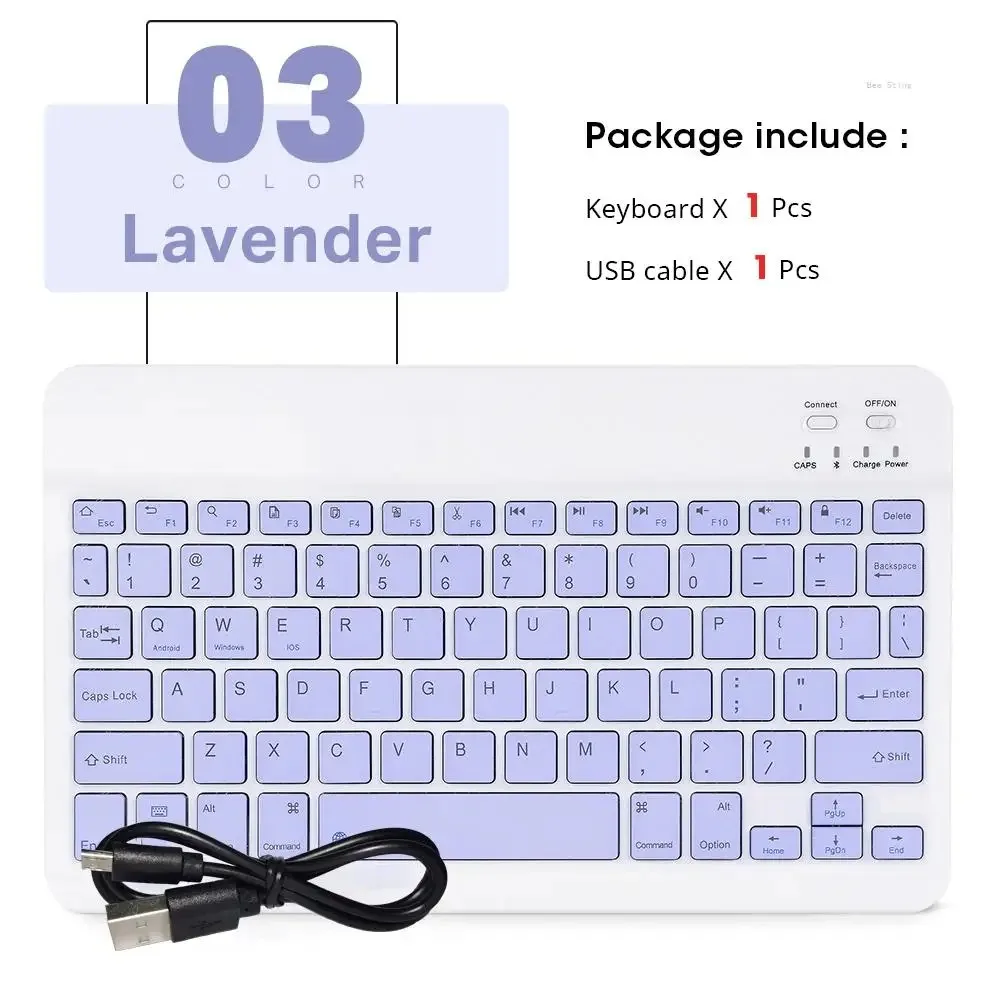 Mini souris Bluetooth sans fil 10 pouces BT clavier espagnol pour iPad 8 10e 9e génération téléphone tablette Portable pour Huawei Android: Violet